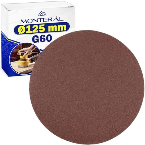 30 Pièces Disque Abrasif 125mm Auto-Agrippant G60 - Abrasif Disque Poncage pour Ponceuses D'angle et Excentriques - MONTERAL