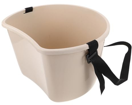 TOYANDONA Esparcidor Manual de Fertilizante de Plástico Blanco 22 Lb con Correa Ajustable para Hombro Cubo Portátil Multifuncional para Jardín Recogida de Frutas y Verduras Soporte