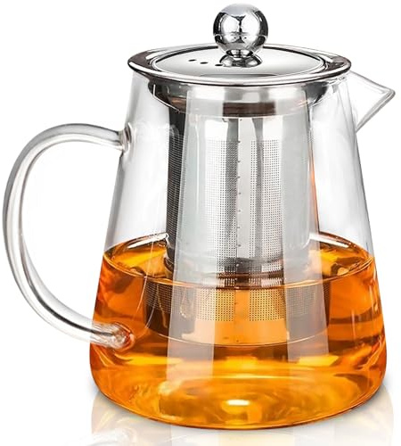 Teekanne Glas Mit Siebeinsatz 1600 ML, Teekanne Mit Siebeinsatz, teekanne Aus Glas Mit Deckel, Tee Kanne, Glasteekanne, Teapot, Teebereiter Für Losen Tee, Kräutertee Früchtetee
