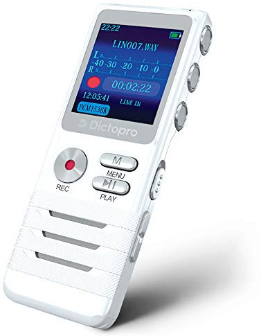 DICTOPRO Diktiergerät Einfache HD Aufnahme von Vorlesungen und Besprechungen. Mit Doppelmikrofon, Rauschunterdrückung Audio, Hoher Tonqualität, tragbares Miniband-Diktaphon, MP3, USB, 8GB