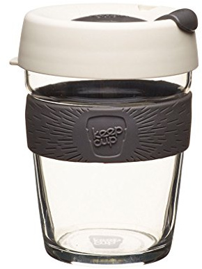 KeepCup Reusable Coffee Cup. Toughened Glass, 12 Ounce/Medium, Milk