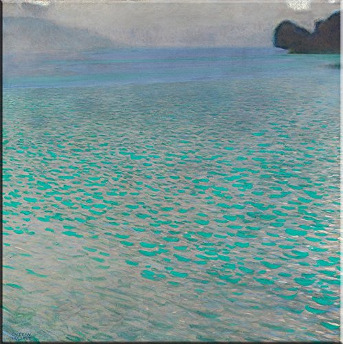 time4art Gustav Klimt Print Canvas Bild Attersee Jugendstil Türkis auf Keilrahmen Leinwand Verschiedene Größen (80x80cm)