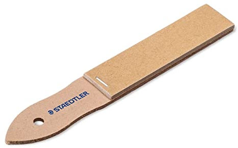STAEDTLER - Carta vetrata (12 Fogli di Carta vetrata fine su Manico in Legno, per temperare, per Forme coniche o Curve ellittiche, Blister), 923 23BK-C