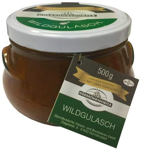 Dürrröhrsdorfer Wildgulasch im Glas, mit Wildschweinfleisch aus der Sächsischen Schweiz (1 x 500g)