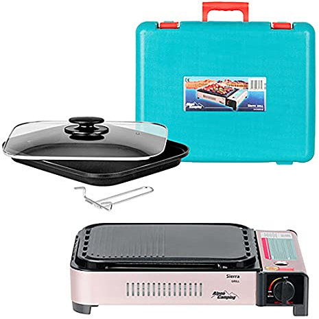 Mianova Camping Grill Outdoor Gas BBQ Camping Gas Cartridges Set Grill Plate Camping Stove Gas Barbecue Table Grill Grill Plate Grill Case