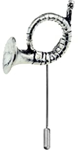 CreatedByJake C22 Jagdhorn aus feinem englischen Zinn an Krawattennadel, Mütze, Schal, Kragen, Mantel