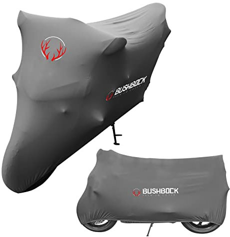 BUSHBOCK Premium Tarpaulin BUSHBOCK® Premium Tarpaulin Telone per motocicletta per interni Protezione antipolvere Tessuto elastico in velluto traspirante (ML, Grigio)