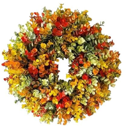 Ghzste Corona otoñal de 30 cm para puerta de casa, corona con hoja, guirnalda de círculos, corona de otoño, para puerta de casa, boda, pared, hogar, decoración de Acción de Gracias