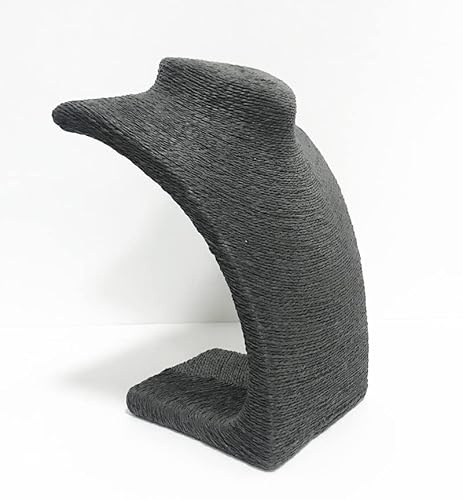 Cuerda de cáñamo busto joyería titular collar soporte exhibición joyería titular organizador collar soporte de exhibición tamaño pequeño (negro)