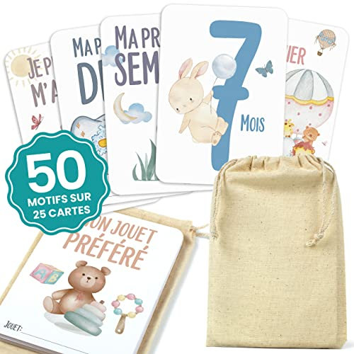 CONTRAXT Carte etape bebe. Carte mois par mois Etapes a grandir bebe Ma premiere annee étape bébé Cadeau premiere fois bebe naissance original garcon futur parents maman (Francais)