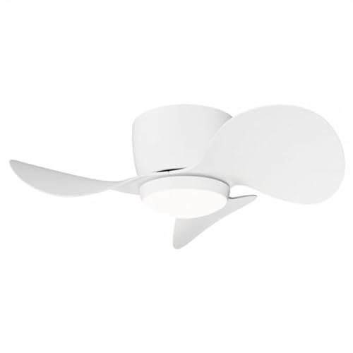 Bilake Ventilador de Techo pequeño Moderno Color Blanco, Motor DC silencioso con luz LED 20W 2000 lúmenes y Mando a Distancia Monty