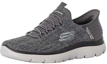 Skechers Uomo Summits Key Pace Slip-In ALLENATRICE, Charcoal Mesh/Black Trim, 43 EU