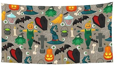Halloween-Banner, 180 x 90 cm, Bierfest, Hintergrund, Dekoration, Frosch, Augäpfel, Grabkreuz, Partyzubehör, Hofbanner, Fotografie-Hintergrund für Wand, Haustür, Zuhause