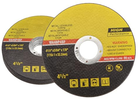 uxcell 10 discos de corte de 22,2 mm x 115 mm x 1,2 mm de acero inoxidable de acero inoxidable de limpieza rápida, ruedas de corte de metal para amoladora angular, color negro