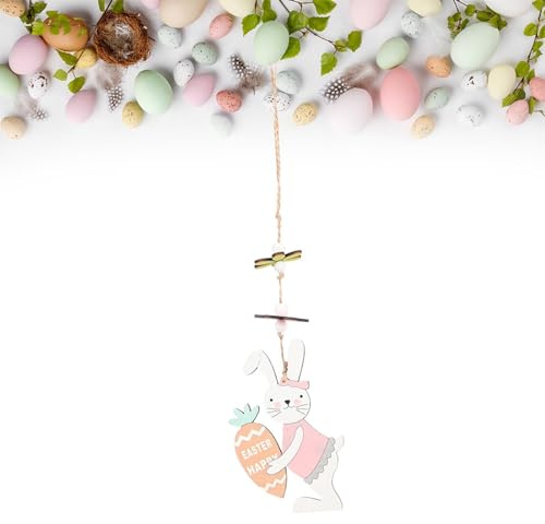 Decoración de conejito de Pascua, linda liebre para colgar para árbol, decoración de conejito de Pascua para puerta principal, pared, espejo de coche, ventana