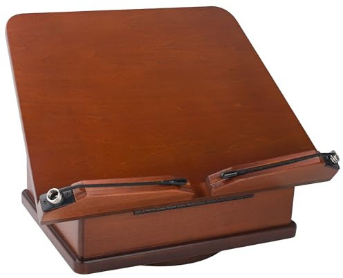 Grande leggio per libri in legno con base a giostra, supporto regolabile con scatola portaoggetti e supporto magnetico, girevole a 360°, organizer per libri di cucina, lettura, riviste, laptop