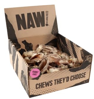 NAW Haarige Kaninchenohren, 500 g, hochwertige natürliche Hundeleckerlis, unterstützt gesunde Zahnhygiene, 100 % Kaninchen, eine schlankere Proteinquelle, luftgetrocknetes Kauspielzeug für Hunde