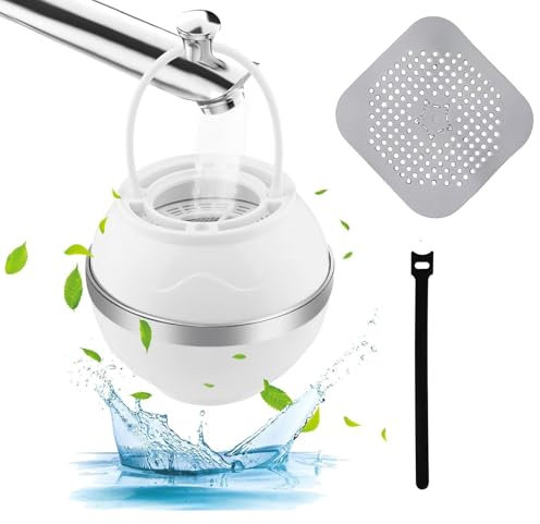 Molucki Bath Water Filter, Shower Filter for Hard Water, 8 Stages Bath Filter, BPA Free, Shower Water Softener for Tub Faucet, Removes Chlorine and Contaminants, with Silicone Drain Protector