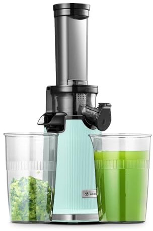 AOBOSI - Mini extracteur de jus avec fonction de mastication inverse - Presse-agrumes électrique avec brosse et 2 tasses - Presse-fruits électrique multifonction (vert clair, 45 mm)