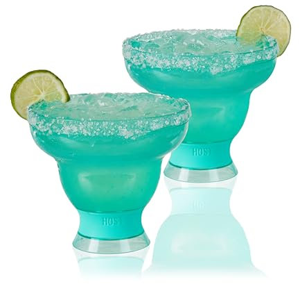 Host Lot de 2 verres à margarita en plastique à double paroi pour cocktail Motif La Reine des neiges Bleu turquoise
