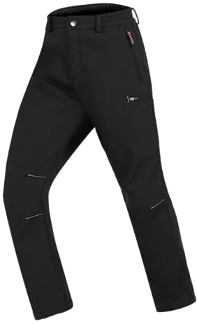 Zoofly Skihose Kinder Winter Softshellhose Warme Skihose Kinder Wasserdichter Schneehose Jungen Gefütterte Jungen Thermohose Warm Mädchen Wanderhose Warm Kinder Outdoorhose Schwarz 152-158