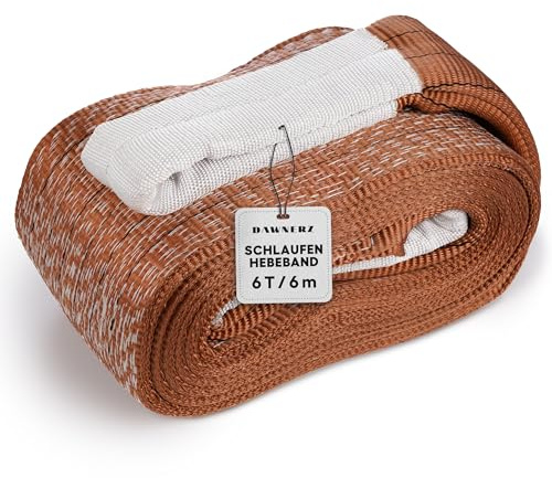 Schlaufen-Hebeband 6 t WLL – 6 m Nutzlänge – zweilagige Hebeschlinge | Polyester-Bandschlinge Typ B2 nach DIN EN 1492-1