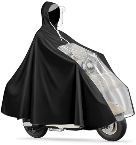 WANDGU Poncho Pioggia per Bicicletta - Impermeabile Leggero in PVC Riutilizzabile, Copertura Completa con Cappuccio - Ideale per Bici, Mountain Bike ed E-Bike (Compatto, Traspirante)