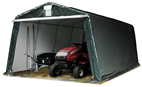 TOOLPORT Garagenzelt Carport 3,3 x 6,2 m Dunkelgrün – Weidezelt & Unterstand – PE-Plane 450 N, extra stabile Stahlrohrkonstruktion, wetterfester Lager- & Fahrzeugschutz