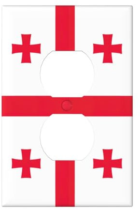 Cubiertas de salida con impresión de la bandera de Georgia, 1 placa de pared de tamaño estándar, cubiertas de placas frontales de policarbonato de doble salida