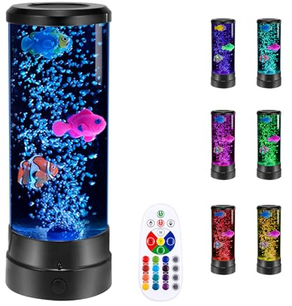 Mood Light with 17 Color Changing Lamp,12 Inch Bubble Fish Lamp with Remote