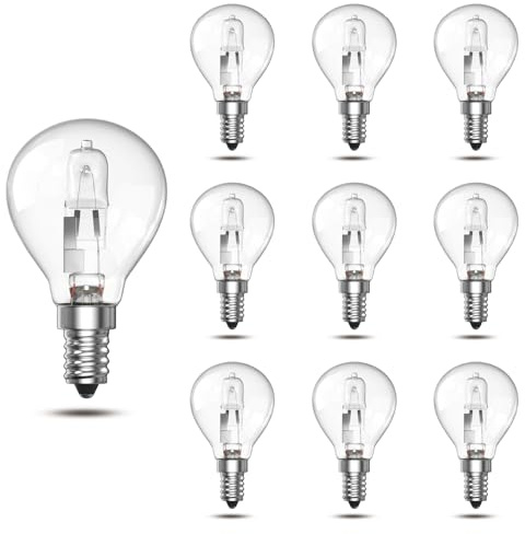 Luxvista 28W E14 G45 Golf Ball Bulb Dimmable, Equivalent 40W Classic Mini Globes Clear Round Light Bulbs, SES E14 Small Screw Fitting P45 GolfBall Lamp, Warm White 2700K, 230V, 10 Pack