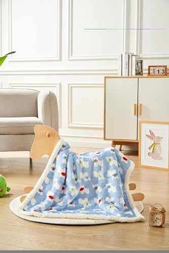 JZLPIN Baby-Decke für Kleinkind Jungen Mädchen Swaddle Decke Reversible Superweiche Sherpa-Decken für Kinderbett und Kinderwagen Blau Bär 75 X 100 cm