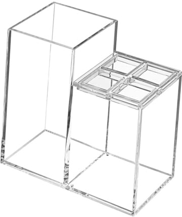 Warmhm Organisateur de Brosses à Dents et Fond Stable en Acrylique Transparent Compartiments Multiples, Effet Décoratif pour Bureau ou Salle de Bain