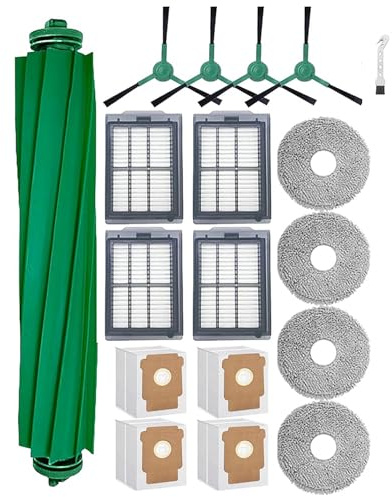 Set di ricambi da 18 pezzi per iRobot Roomba 405/505 Combo: 1x spazzola principale, 4x spazzole laterali, 4x filtri, 4x panni, 4x sacchetti, 1x spazzola a collo d'oca