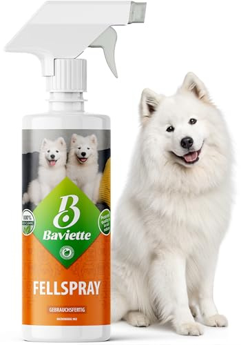 Baviette Hundepflege – 500ml Fellspray für Hunde mit Omega-3-6-9 aus Leinöl – mikrobiologisch inspirierte Pflegeformel für Glanz, leichte Kämmbarkeit & gepflegtes Fell – biologisch abbaubar