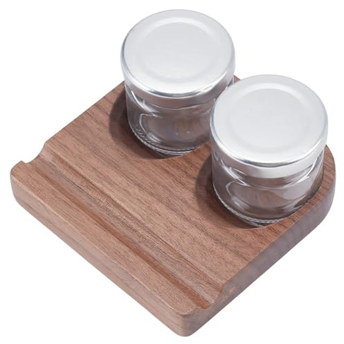 WEBEEDY Walnut Wood Tilting Calligraphy Pen Holder with Two Glass Ink Bottles, Wooden Calligraphy Pen Display Holder Desk Organizer for Dip Pens Office Home Desktop Tabel Decoration