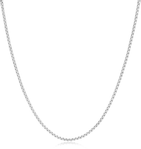 Esrael Silberkette Herren Kette Halskette Herren 2mm Edelstahl Venetian Halskette Männer Silber Kette Edelstahl Männer Damen Schmuck Mens Jewellery Geschenke 20Zoll