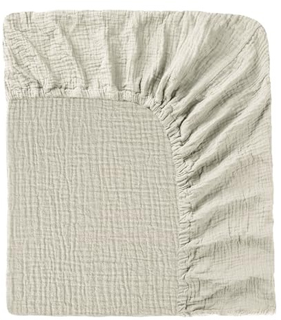 Påslakan babysäng 60 x 120 cm – 100 % bomull muslin, babydra-på-lakan med allround gummi, mjuka och andas, babylakan för barnsäng spjälsäng, sidosäng (grå, 60 x 120 cm)