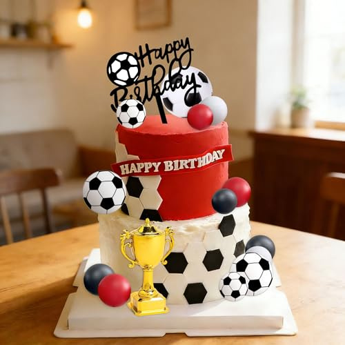 Soccer Cake Topper Soccer Ball Player Cake Decorations | Football Birthday Cake Decoration for Men Soccer Sport Theme Birthday Party Supplies