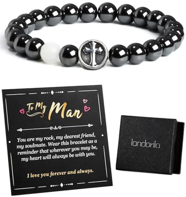 Landorilo Bracelet Homme Pierre Naturelle, Cadeau Hommes