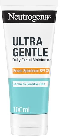 Neutrogena Ultra Gentle Crema Hidratante Facial SPF 30, Con CICA, 100 ml | Piel Normal a Sensible, Protección de Amplio Espectro, Nutritiva, No Comedogénica, Textura Ligera, Rápida Absorción