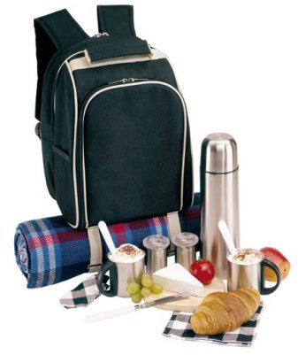 Inspirion Picknickrucksack Picknicktasche Freizeitrucksack Nr 09-2 für 2 Personen mit Isofach und Geschirr