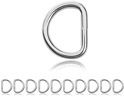 Ganzoo D-Ring Set 10x, Stahlring D-Form 24 mm x 20 mm außen, innen 18 mm x 14 mm, rostfrei Nickel-Stahl, punktgeschweißt an der Unterseite, silber glänzend, passend für Gurtband, Paracord 550
