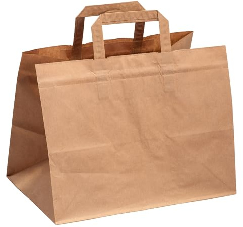 good4food 250 Stück Papiertragetasche/Kuchentragetasche ideal für to-go in braun 32+21,5 x27 cm