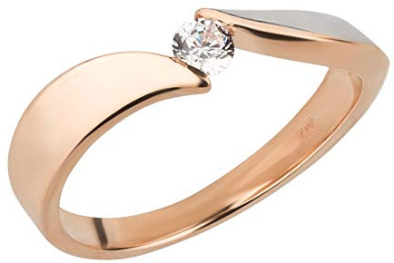 Ardeo Aurum Damenring aus 333 Gold bicolor Weißgold Rosegold mit Zirkonia im Brillant-Schliff Spannfassung Verlobungsring Solitär-Ring