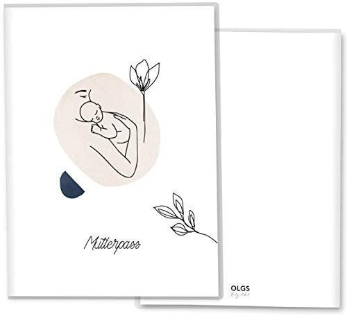 OLGS Mutterpasshülle Modern Lineart, Kunststoff Schutzhülle für Mutterpass, Schwangerschaftszubehör Peace Design ohne Personalisierung