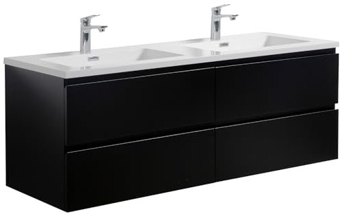 Badplaats B.V. Mobili da Bagno Angela (Nero, 140cm)