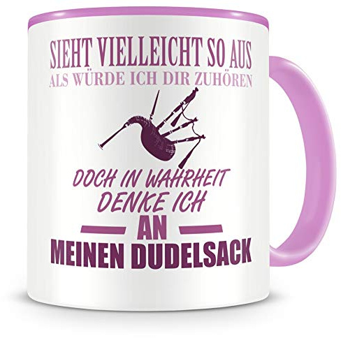 Samunshi® Dudelsack Tasse mit Spruch Geschenk für Musiker Tasse Dudelsack Becher Kaffeebecher Lustige Tassen zum Geburtstag Teetasse rosa 300ml