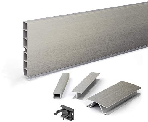 DQ-PP Sockelleiste 1,5m – Sockelblende – 150mm – INOX – Kunststoff – Sockel – Sockelprofil – Küchensockel – Kuechensockelleiste für Einbaukueche