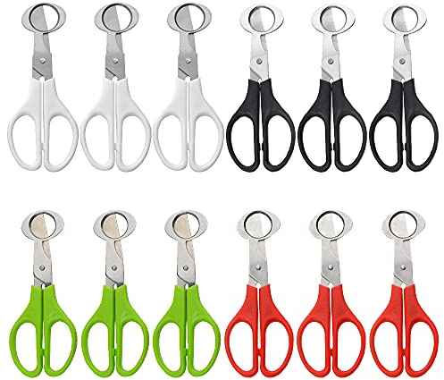 XINMEIWEN 12Pack Stainless Steel Quail Egg Cutter Scissors Quail and Pigeon Egg Cutter Tool Quail Scissors Opener Quail Egg Cracker for Home Kitchen (Four Colors)